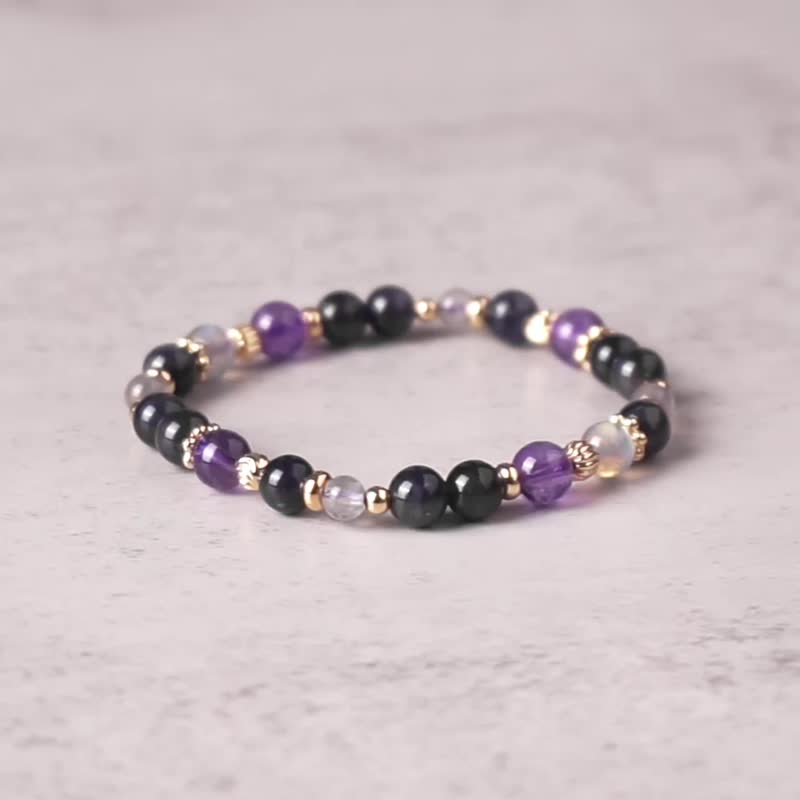 Ning Yue // Cordierite Labradorite Amethyst Bracelet // Healing and Relaxation - Bracelets - Crystal Purple