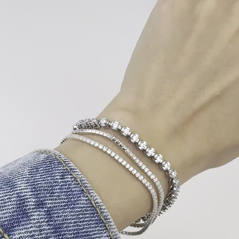 Open on Museum - Tiny Tennis Bracelet - 手鍊/手環 - 純銀 銀色