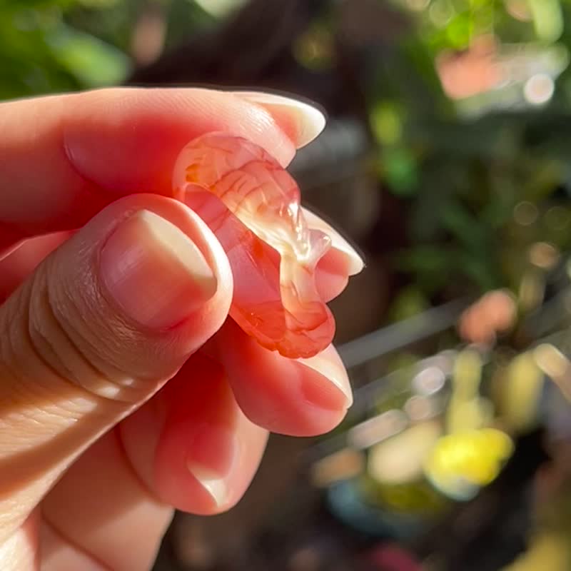 Red Fox - three-dimensional finely carved ring. Dragon pattern agate - General Rings - Semi-Precious Stones Red