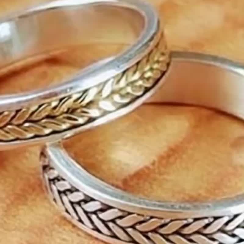 【Captain Flint手作銀飾】銀絲纏綿 純銀麻花戒指 MIT自做自售 - 戒指 - 純銀 灰色