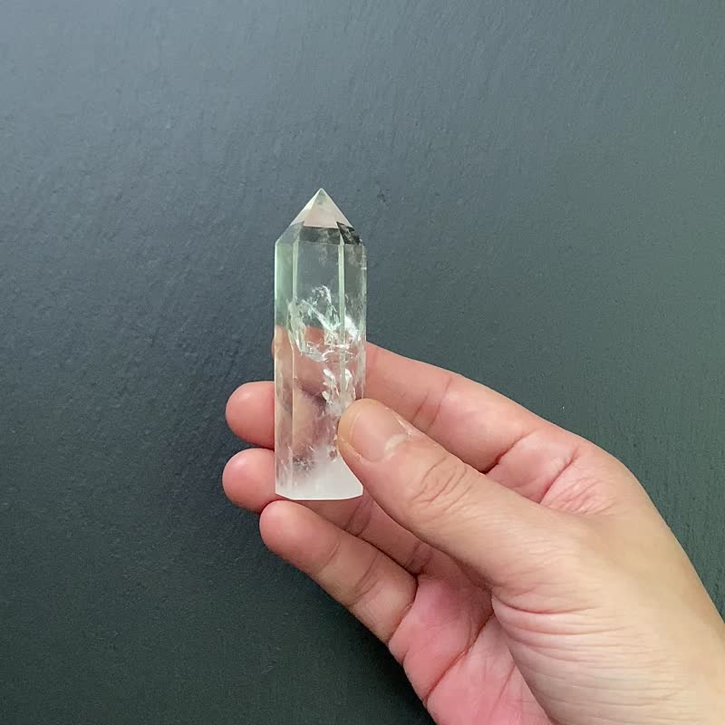 天然冰透彩虹藍針白水晶能量柱 天使之翼 避邪擋煞 趨吉開運 - 擺飾/家飾品 - 水晶 白色