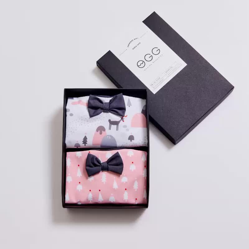 防水圍兜 | 麋鹿森林禮盒 (吃飯兜 彌月禮) - 圍兜/口水巾 - 防水材質 粉紅色