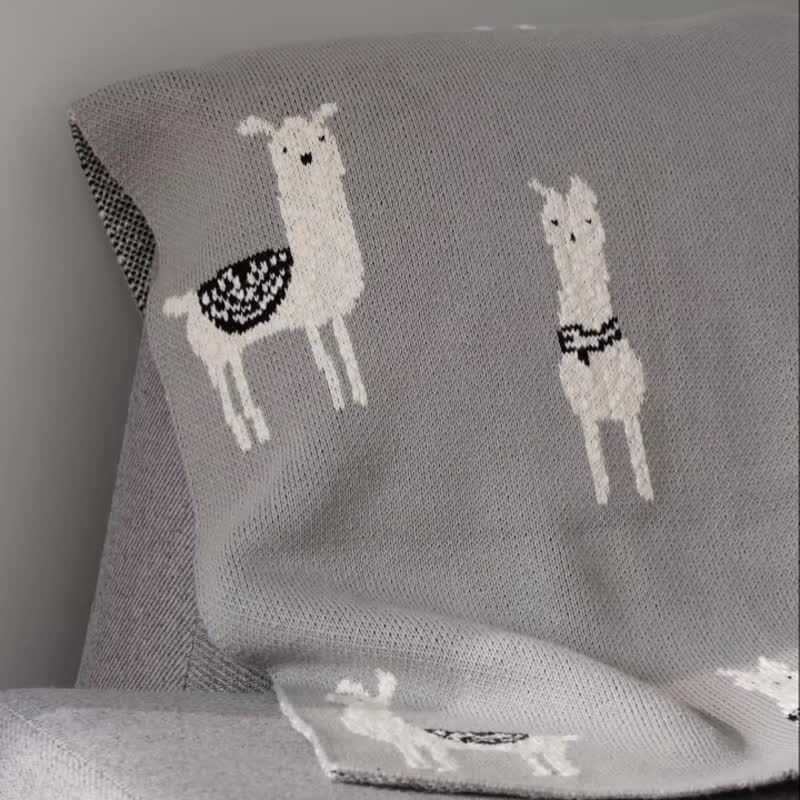 Alpaca cotton jacquard blanket knitted sofa blanket children's blanket - Blankets & Throws - Cotton & Hemp 