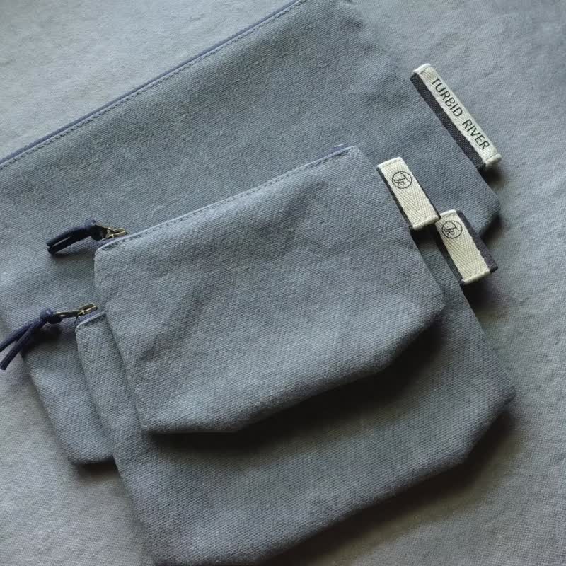 | Space Light Gray | Washed Canvas Coin Purse Storage Bag Multipurpose | - Coin Purses - Cotton & Hemp Gray