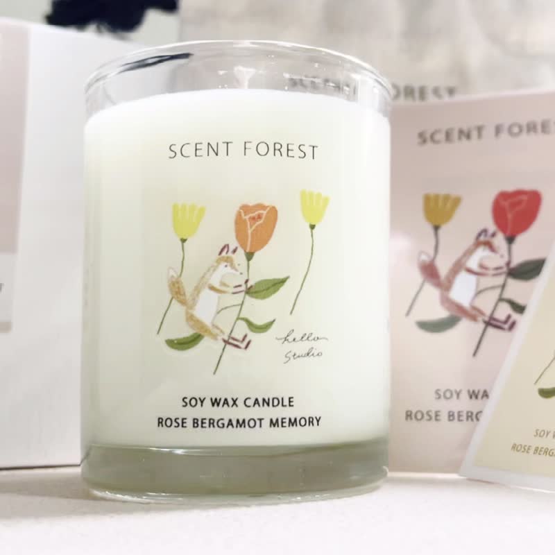 [Fragrance Forest x Hello Studio] Joint Name - Natural Essential Oil Soybean Scented Candle - 2 Types in Total - Candles & Candle Holders - Glass Orange