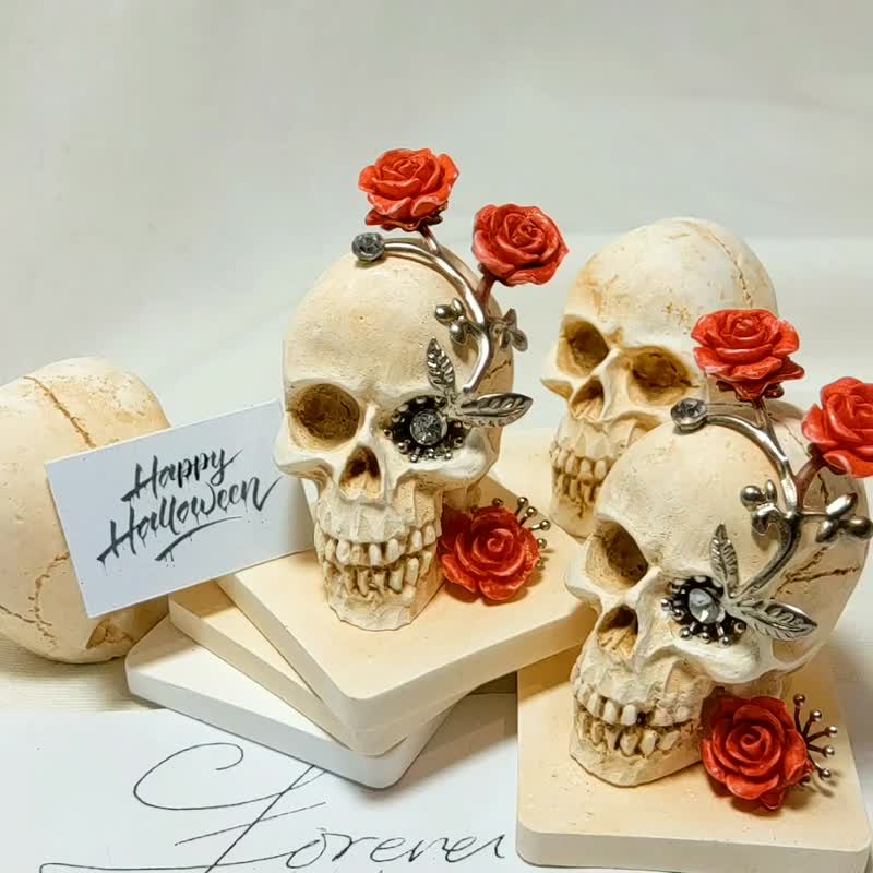 Halloween Skull Rose Fragrance Gothic Stone(Customized to Purify Negative Energy) - น้ำหอม - หิน สีกากี