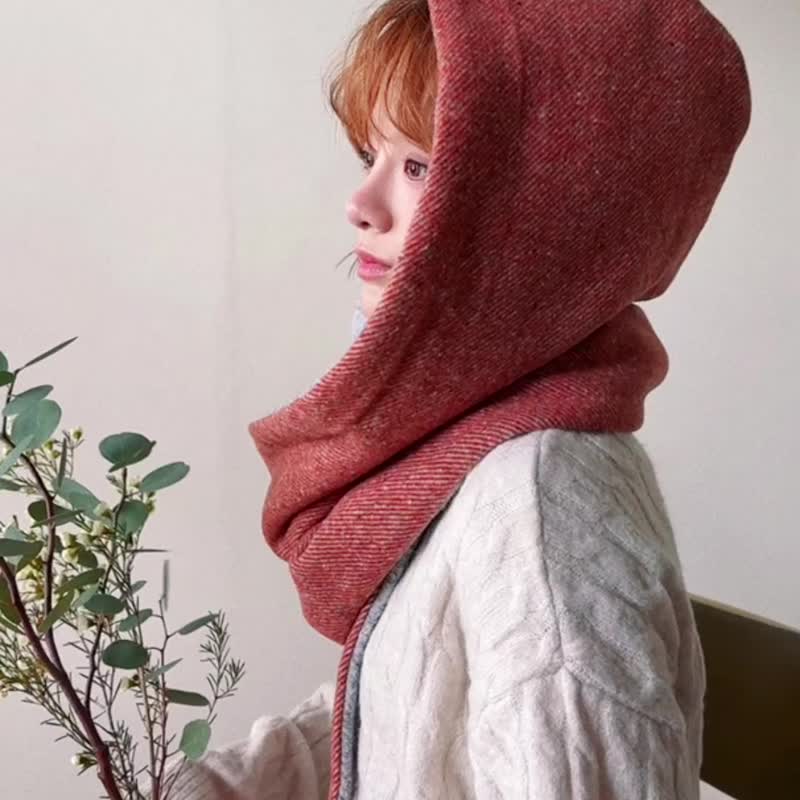 AMBER 系列 - 秋綻 * 橘色 混織毛料 圍巾 連帽圍巾 - 圍巾/披肩 - 其他人造纖維 橘色