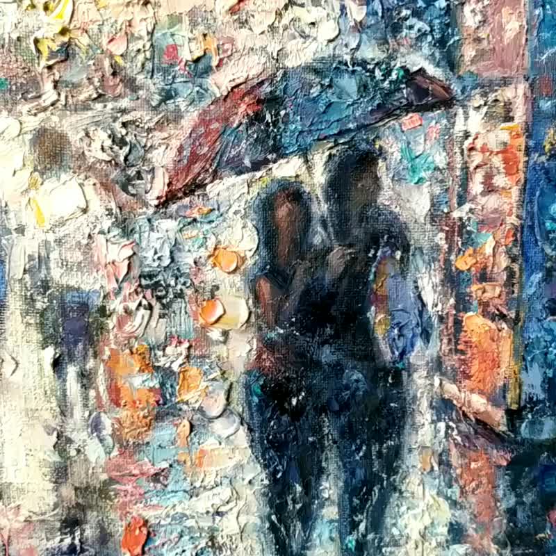 New York Original Painting Night Rain Cityscape Art Canvas Oil Artwork NYC 油畫原作 - 海報/掛畫/掛布 - 其他材質 