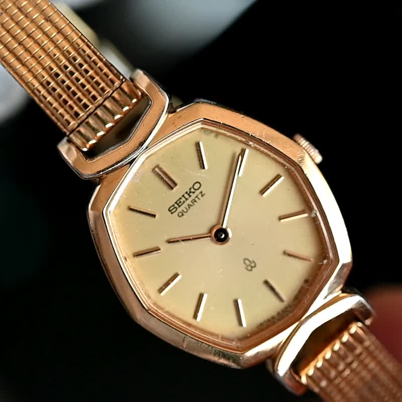 ヴィンテージ SEIKO オクタゴン 20mm ゴールド 文字盤 ステンレス レディース クォーツ 腕時計 手錶 古董錶  日本直送 - 女錶 - 不鏽鋼 金色