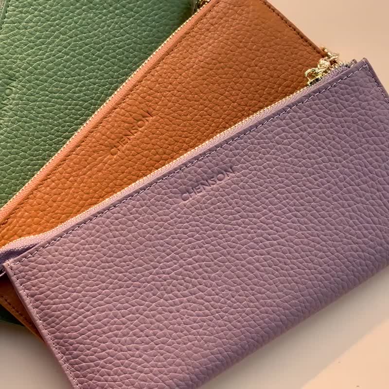 即日発送! レザー 薄型 長財布 レディース 8カード入れ 小銭入れ 牛革 財布 (ブラウン) CHENSON本革 W20413-B - 財布 - 革 ブラウン