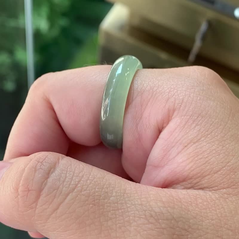 Bingyue | Bingqing radiant green jadeite | Natural grade A jadeite ring - แหวนทั่วไป - หยก สีเขียว