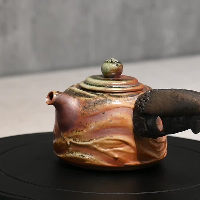 Firewood shaped side handle teapot wood fired teapot [Zhenlin Ceramics] - Teapots & Teacups - Pottery 