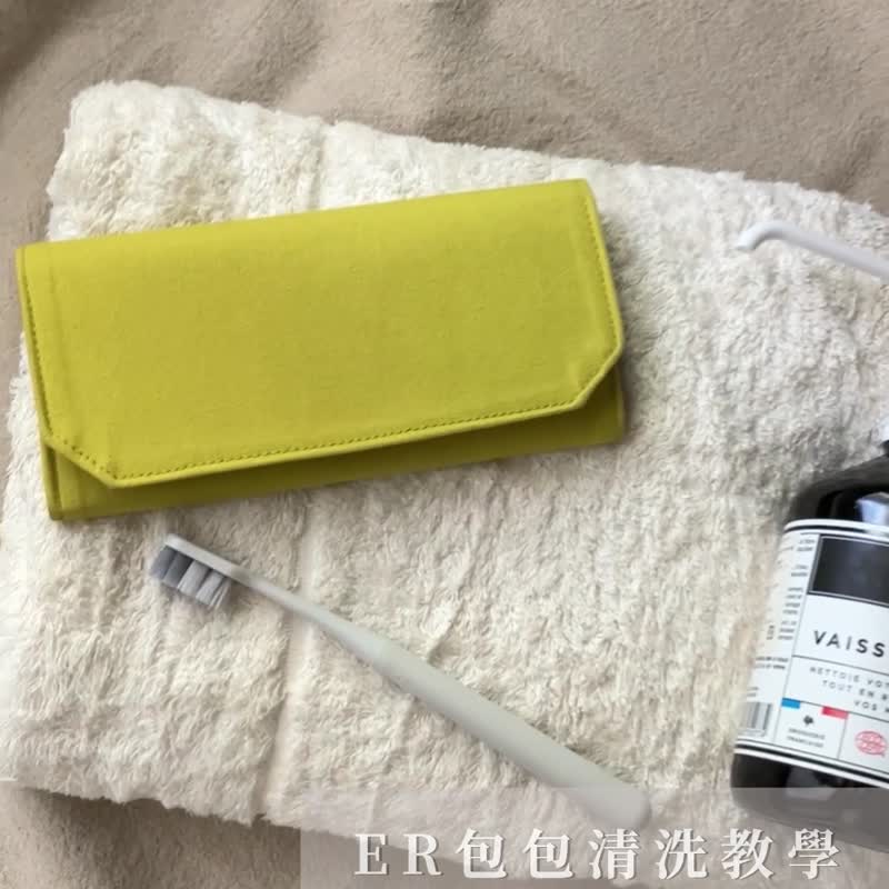 lemon yellow Canvas Wallet with Washable Paper, Lightweight, Eco-friendly - กระเป๋าคลัทช์ - ผ้าฝ้าย/ผ้าลินิน สีเหลือง