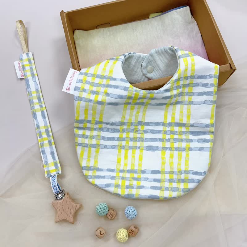 Yellow line plaid Baby Full-Month Shower Gift Box - ของขวัญวันครบรอบ - ผ้าฝ้าย/ผ้าลินิน สีม่วง