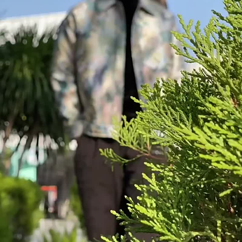 冬季新中式提花翻領棉服  國男夾克棉衣外套 - 男夾克/外套 - 聚酯纖維 藍色