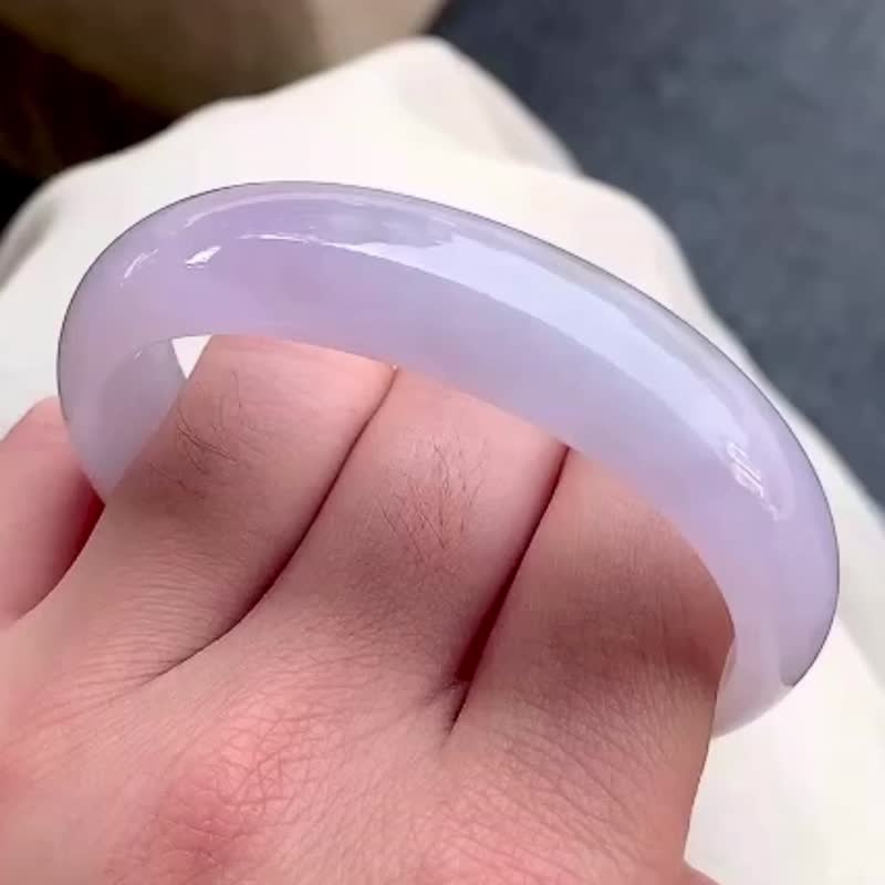 冰種 天然翡翠 緬甸 A玉 玉鐲 • 冰種粉紫翡翠貴妃鐲 - 手鍊/手環 - 玉石 粉紅色