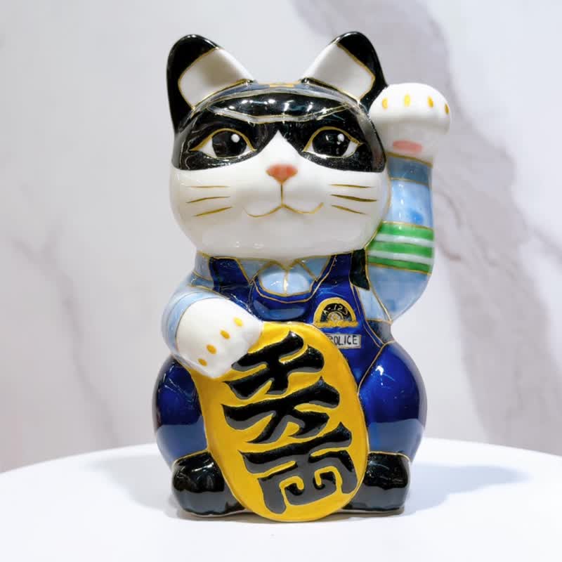 清水焼招き猫 | 彩色画 - 警視庁 - 置物 - 磁器 多色