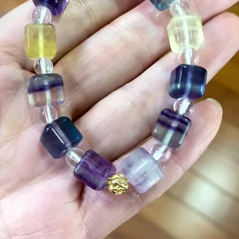 方糖彩色螢石白水晶手鍊手串 - 手鍊/手環 - 水晶 多色