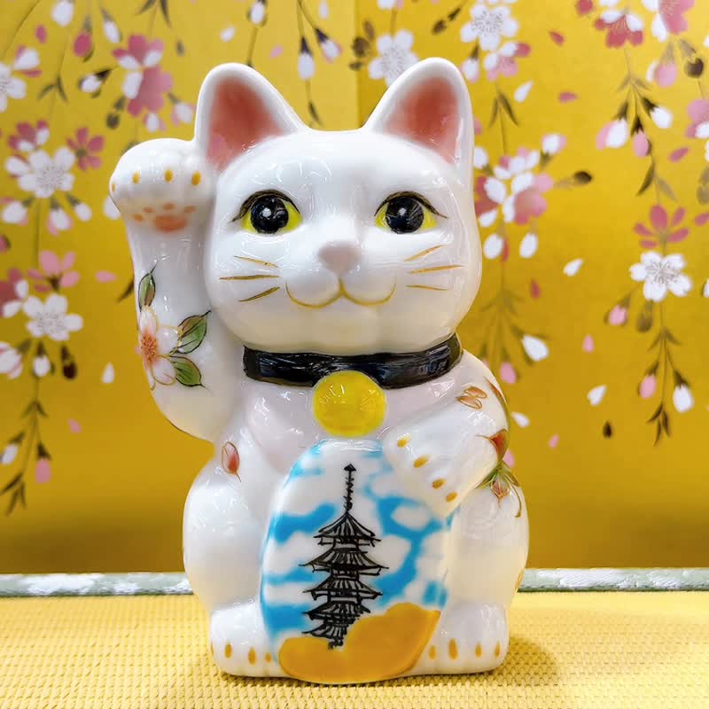 【塔映福緣】日本清水燒招財貓 | 京都 五重之塔 - 文化遺產 - 擺飾/家飾品 - 瓷 白色