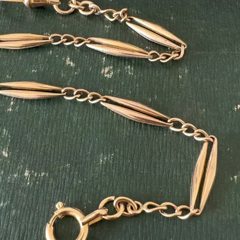 Antique French gold-filled water drop pocket watch chain bracelet necklace MURAT BR231 - สายนาฬิกา - โลหะ สีทอง