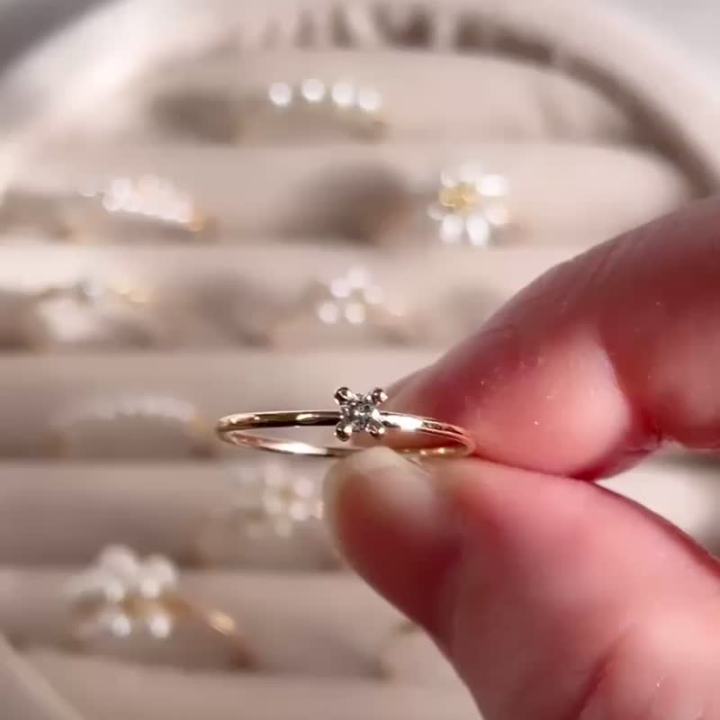 小さなダイヤモンドリング - 戒指 - 寶石 灰色