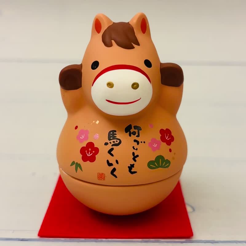 錦彩招福馬-不倒翁-生肖吉祥物(馬年) 開運 送禮 交換禮物 - 公仔/玩偶 - 陶 