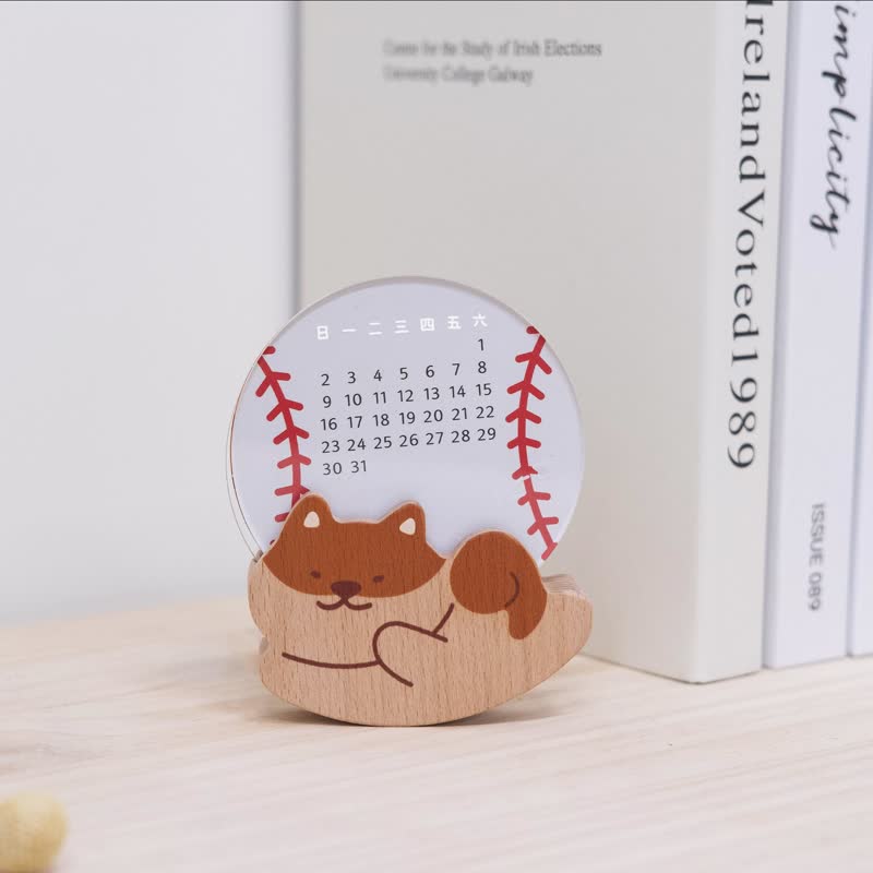 [Have a Happy Days Perpetual Calendar-Papa Shiba Inu] Timeless Annual Calendar/Office Souvenirs - Calendars - Wood Multicolor