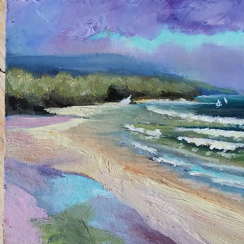 Point Reyes Coastal Cliffs and Ocean Waves Original Oil Painting California - 插畫/繪畫/寫字 - 其他材質 