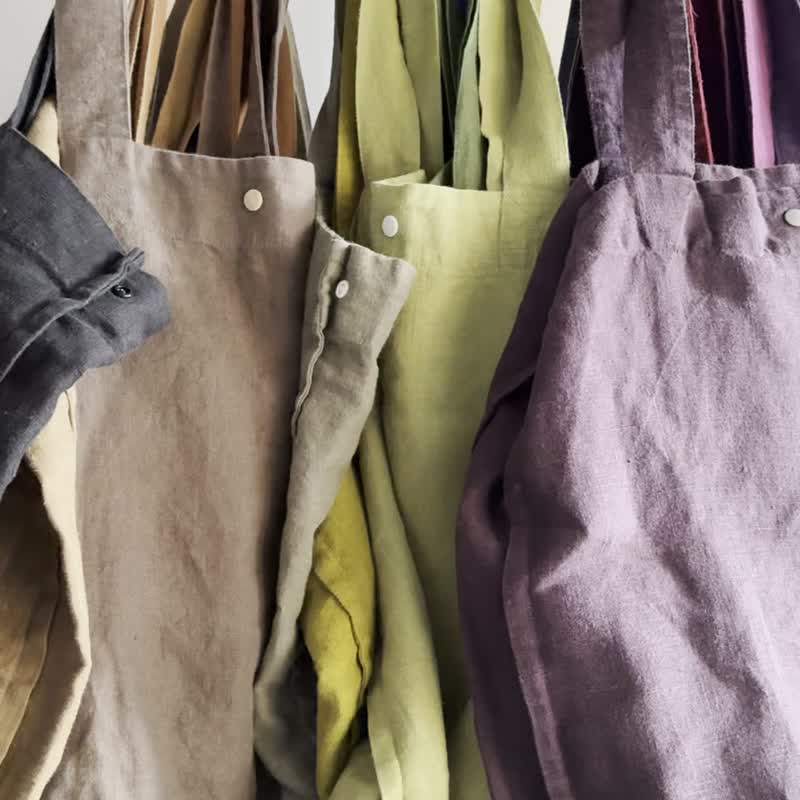 Linen market tote bag, reusable grocery bag, weekender & travel bag, sustainable - 手提包/手提袋 - 亞麻 