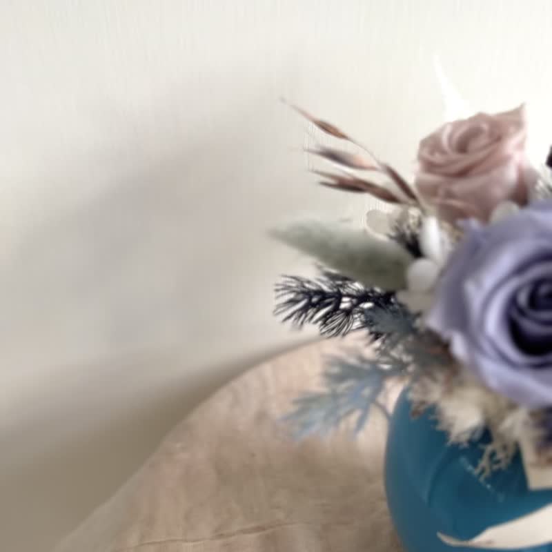 【永生玫瑰花盆花】• 情人節禮物/生日禮物/永生花/永生玫瑰花 - 乾燥花/永生花 - 植物．花 藍色