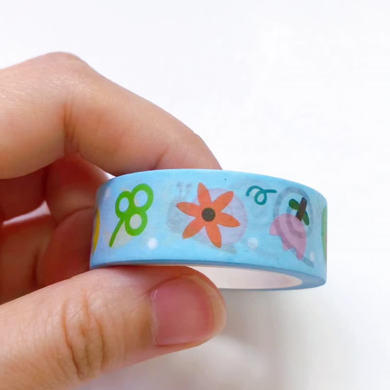 Blue Nature Little Thing Washi tape - มาสกิ้งเทป - กระดาษ สีน้ำเงิน