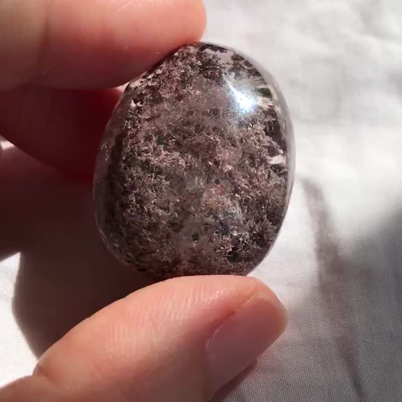 巴西紫紅粉幽靈隨型 彩虹 蟲蟲型 水晶 擺設 連座 phantom quartz - 擺飾/家飾品 - 水晶 粉紅色