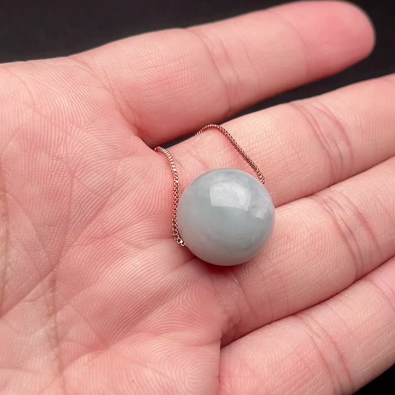 冰糯帶紫翡翠珠項鍊 | 天然緬甸玉翡翠A貨 - 項鍊 - 玉石 白色