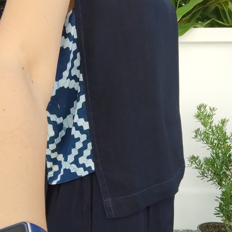Batik Indigo Set of Top and Long Pants - 男長褲/休閒褲 - 棉．麻 藍色