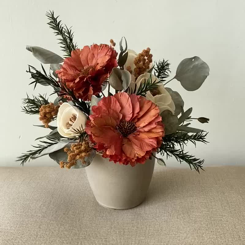 自然風盆花. 花禮.生日禮物.結婚賀禮.畢業禮.居家擺飾.開幕賀禮 - 乾燥花/永生花 - 植物．花 橘色