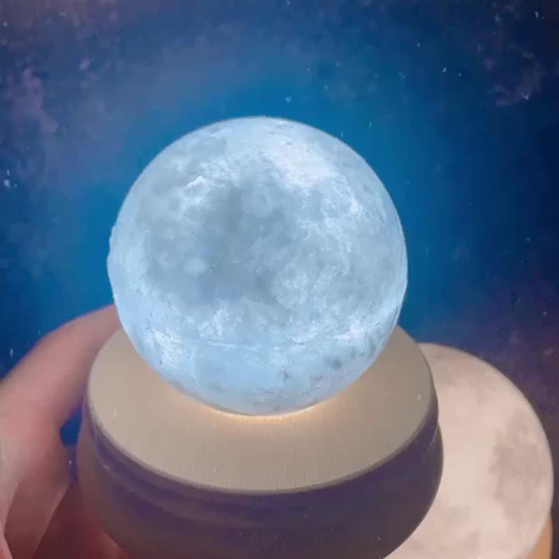 【Handmade】Planet Aroma Wax Lamp Wireless LED - Moon - Lighting - Wax Blue