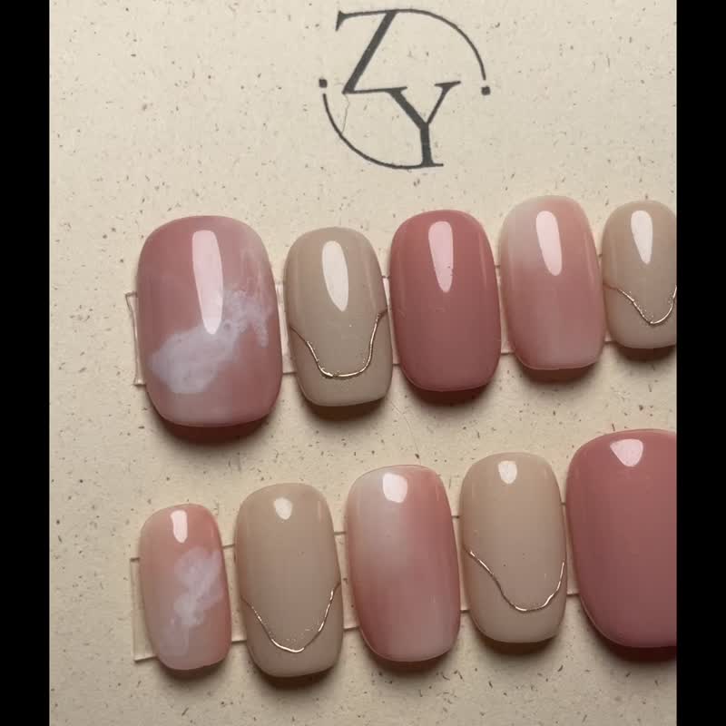 【訂製】NO.011 可甜可鹹 | 手工穿戴甲 - 指甲油/指甲貼 - 其他材質 粉紅色