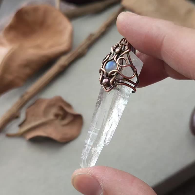 金屬編織原礦水晶項鍊 喜馬拉雅 手作復古飾品 礦石項鍊 水晶礦石 - 項鍊 - 水晶 