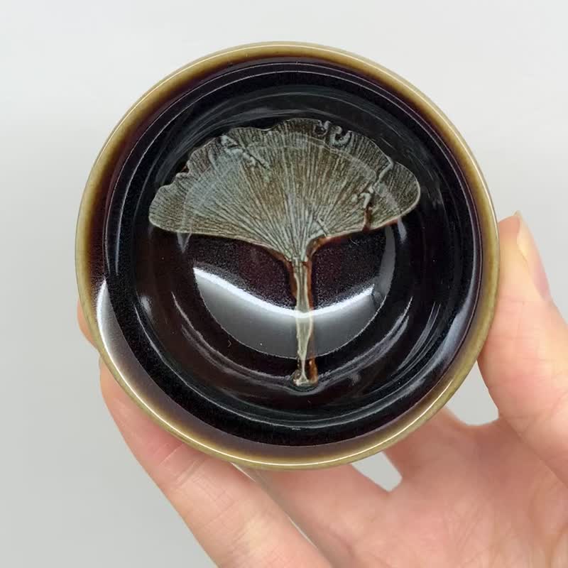 銀杏木葉杯 迷你杯 60ml 邱毓寧 鶯歌 B9-05 - 茶壺/茶杯/茶具 - 瓷 多色