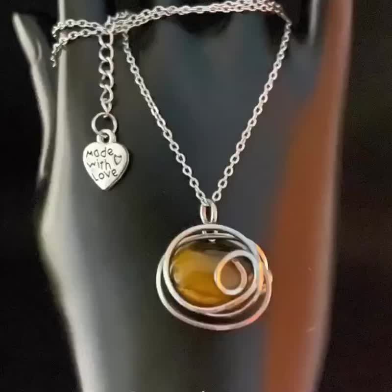 Metal Braid-Eye of Courage-Yellow Stone Stainless Steel Pendant - สร้อยคอ - สแตนเลส 