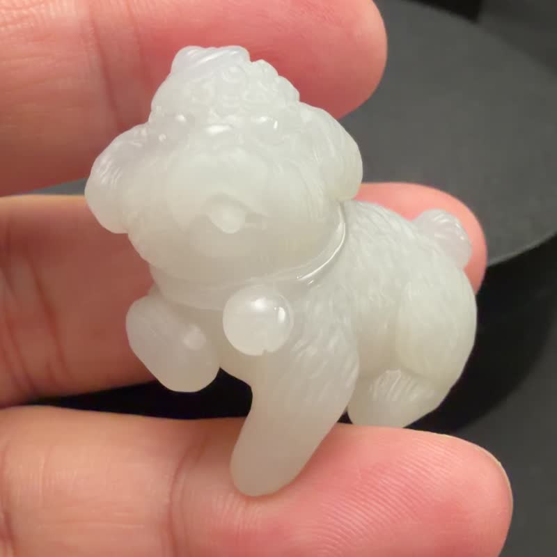 小萌寵 | 冰種貴賓狗小擺件 - 擺飾/家飾品 - 玉石 透明