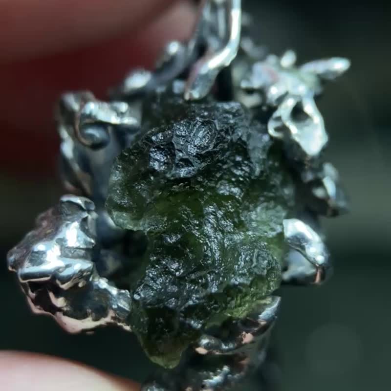 捷克隕石項鍊/鬱鬱蒼蒼-2 - 項鍊 - 半寶石 綠色