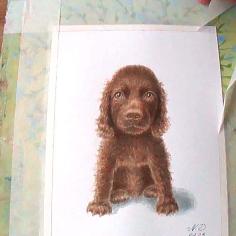 写真の犬の肖像画からのカスタムペットの肖像画オリジナルの犬の絵画 - ポスター・絵 - 紙 多色
