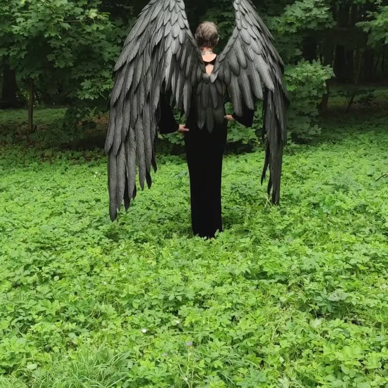 Large Black Crowley wings Good omens Cosplay Costume/crow raven photo props - Other - Other Man-Made Fibers 