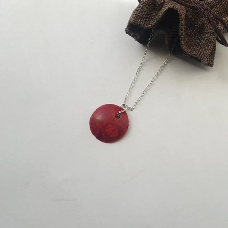 Rough Coral Necklace, 925 Silver, Leo, Pisces stone, Love Talisman - 項鍊 - 半寶石 紅色