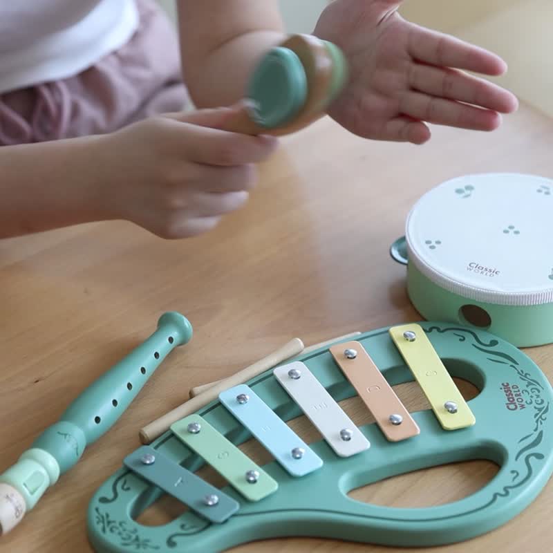 [Germany ClassicWorld] Retro Morandi Musical Instrument Set_Children’s Toy Musical Instruments - ของเล่นเด็ก - ไม้ สีเขียว