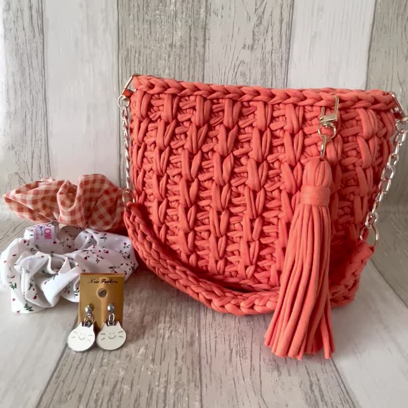 Orange silk bag - Handbags & Totes - Polyester Orange