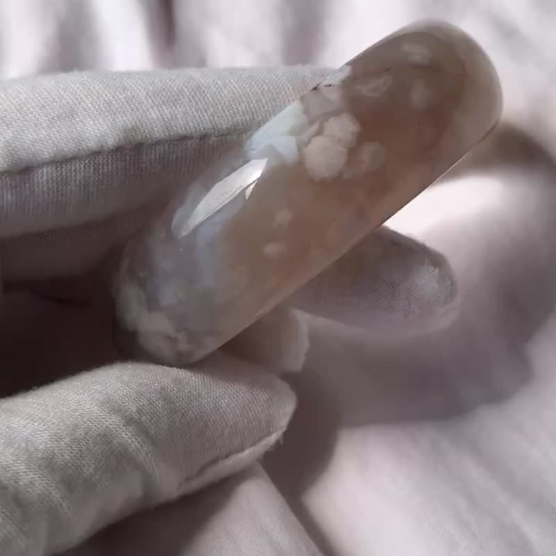 櫻花瑪瑙手鐲 水蜜桃 果凍 型立體花 水中花 白龍紋 冇修 - 手鍊/手環 - 水晶 