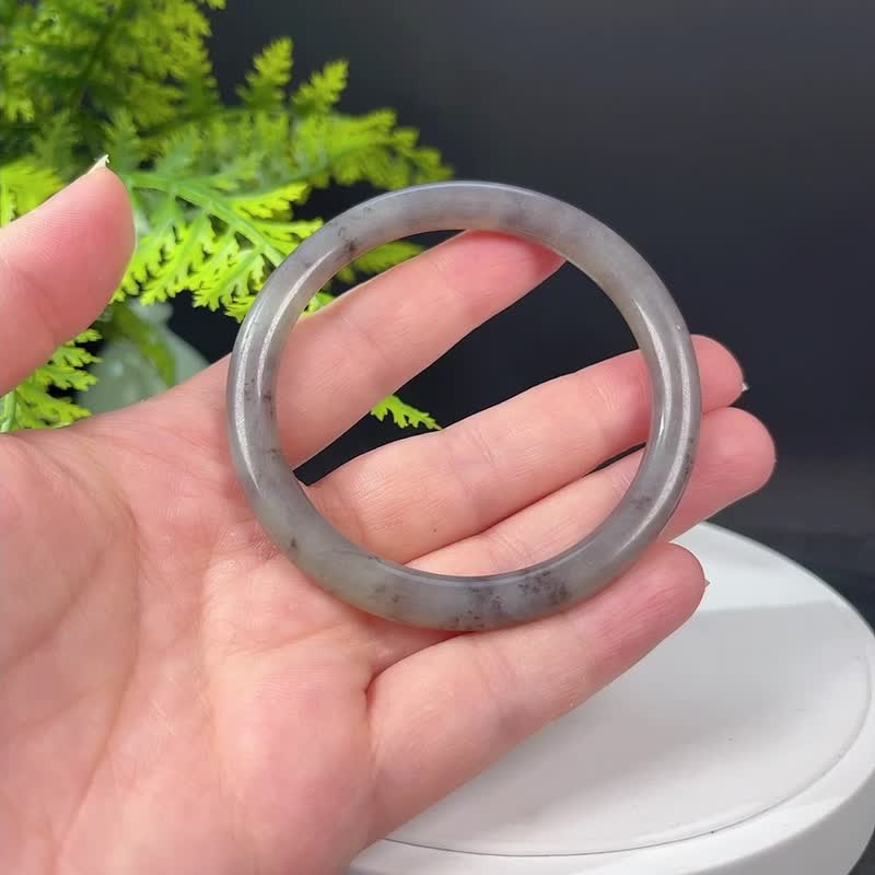 和田玉手鐲 58MM 老料漸變葡萄紫 小樹景玉手環 附證書 平安吉祥 - 手鍊/手環 - 玉石 