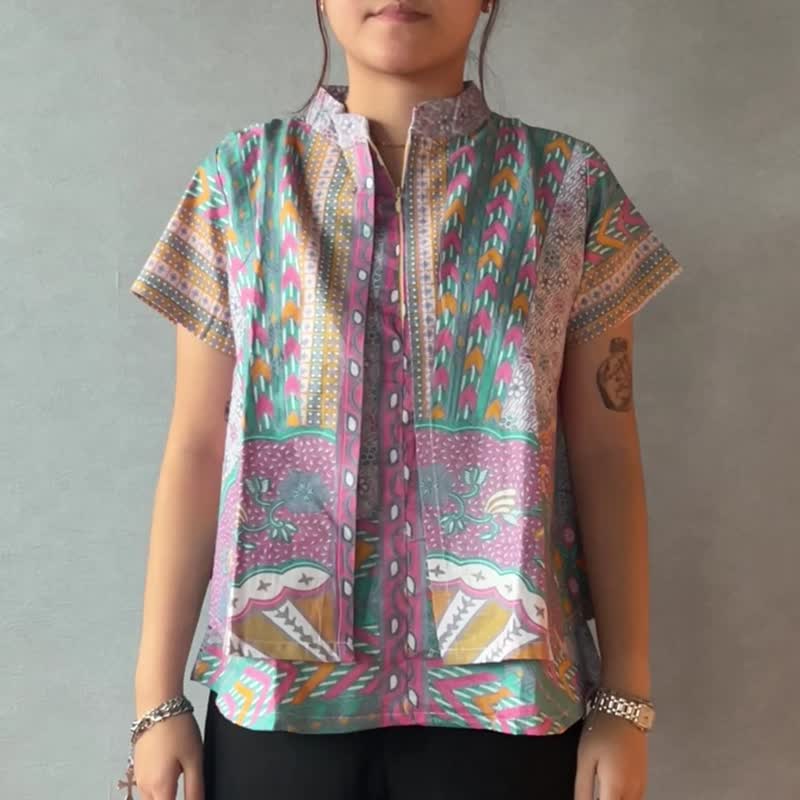 【INBATIC】KUSUMA - Pink Tea - Batik Layered Top - เสื้อผู้หญิง - ผ้าฝ้าย/ผ้าลินิน หลากหลายสี